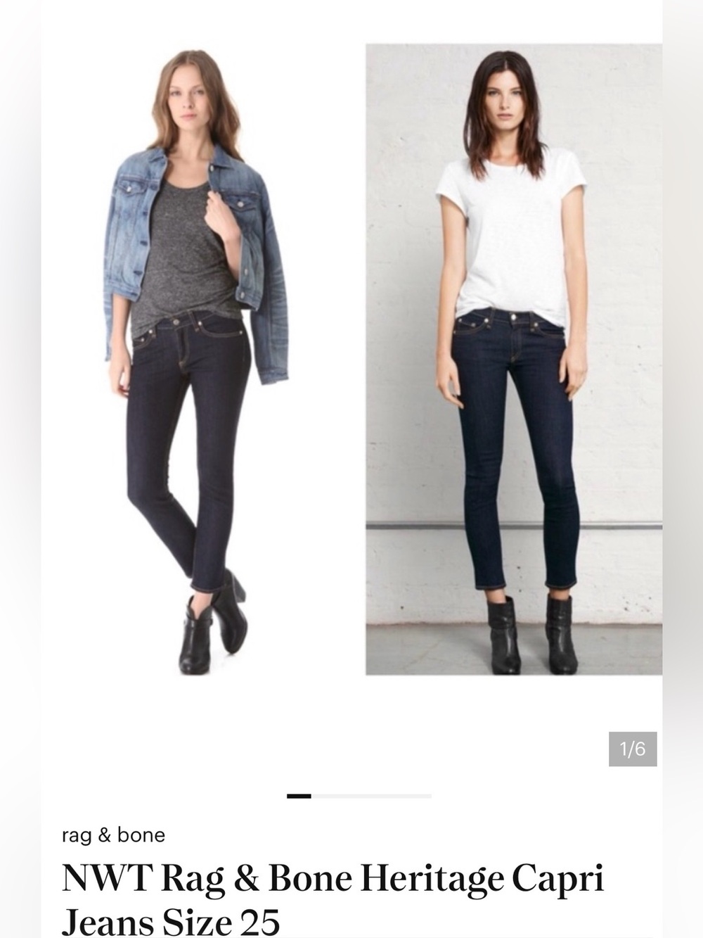 Rag & Bone Heritage Capri Jeans Size 25